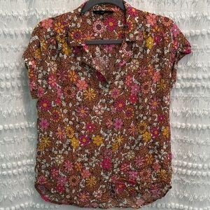 Jane and Delancey Floral Blouse - Pink, Yellow, Brown
